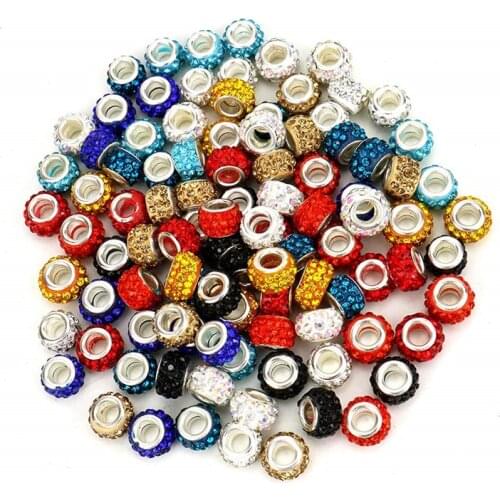 50Pcs New Hot Round Core Color Crystal Glass Spacer Beads Charms Fit Pandora Bracelet Necklace Earrings For DIY Jewelry Making