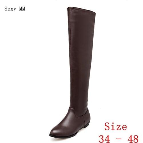 Spring Autumn Shoes Woman Flat Over the Knee Boots Women Flats Thigh High Long Boots Plus Size 34-40 41 42 43 44 45 46 47 48