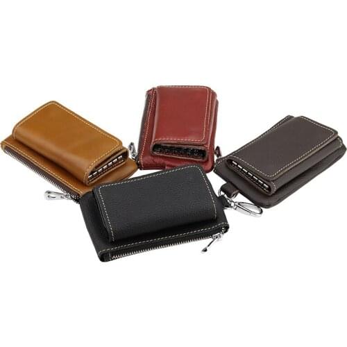 Genuine Leather Keychain Men Women Key Holder Organizer Pouch Multifunctional Coin Wallet Car Case Key Ring Case Holder Chain