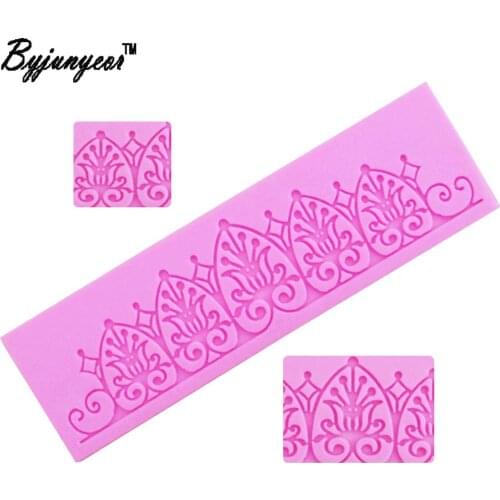 Byjunyeor LM026 flower Lace Silicone Lace Mat For Cake Border Sugarcraft Gumpaste Cake Decorating Tools