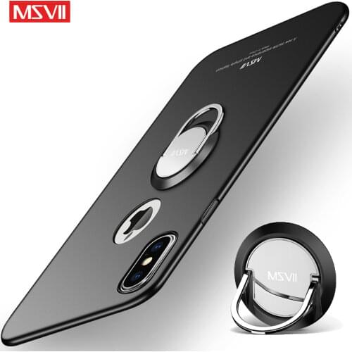 For iPhone XS Max Case MSVII Finger Ring Ultra Thin Case For iPhone 5 5S SE Metal Car Holder Case For iPhone 6 6S 7 8 Plus XS XR