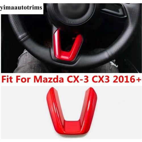 For Mazda CX-3 CX3 2016 2017 2018 2019 2020 2021 Car Steering Wheel Gear Decor Strip Cover Trim Red Accessories Interior Kit