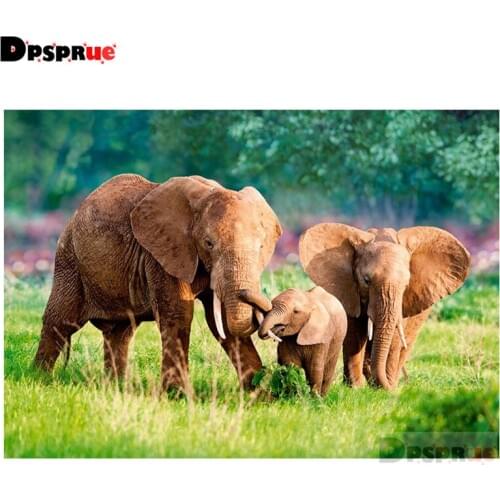 Dpsprue Full Square/Round Diamond Painting Cross Stitch Diamond 3D Embroidery Elephant DIY 5D Moasic Home Decor Gift Pu37