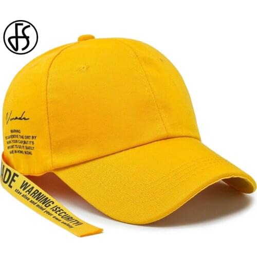 FS Summer Korean Yellow Men Cap Snapback Hip Hop Baseball Caps Long Strap Letter Print Bone Trucker Hats For Women Gorras