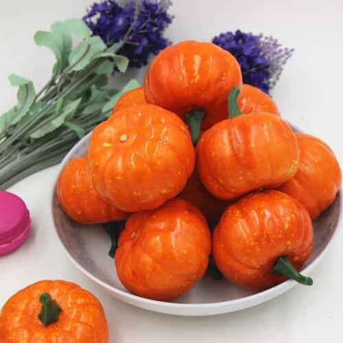 6PCS Artificial Pumpkins Mini Fake Pumpkins Artificial Vegetables for Halloween decoration Desktop Decor Fast Shipping L*5