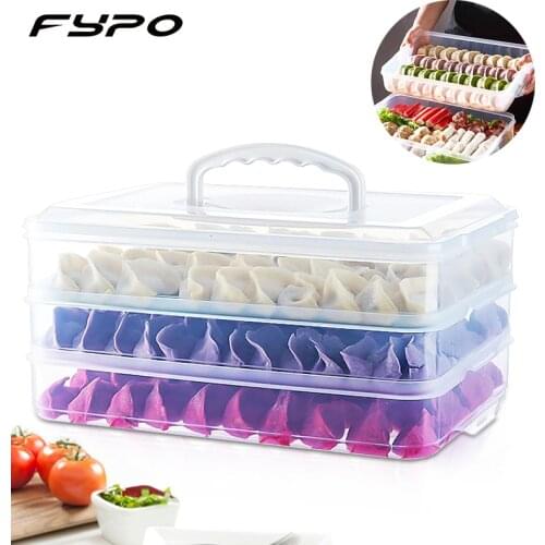 Fypo Refrigerator preservation box 3 Layers Dumplings frozen Box Foods Storage Container Fish Meat Vegetable Organiser