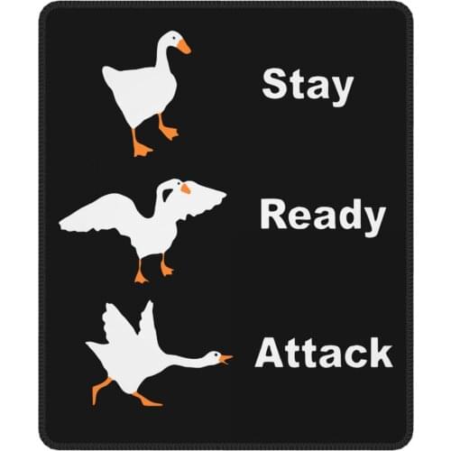 Stay Ready Attack Goose Cool Mouse Pad Untitled Goose Game with Locking Edge Mat Pads Natural Rubber PC Table Decoration Cover