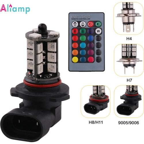 H11 H4 H7 Led Headlight Bulb H1 H3 H8 9005/9006/ Foglamp Brake Light Reverse Car RGB Remote Control 27Chips 1200LM 2PCS 4PCS
