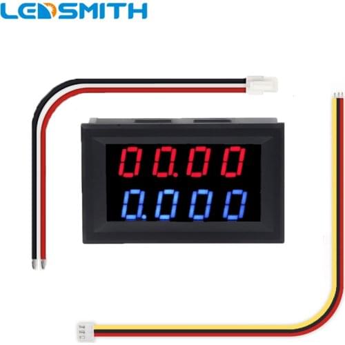LEDSMITH DC 0-200V 10A Digital Voltmeter Ammeter Blue + Red LED Dual Display Amp Volt Meter Car Voltage Current Monitor
