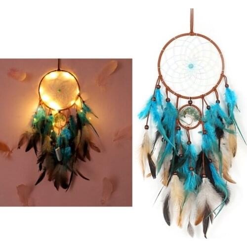YYSD Dream Catcher Handmade Circular Net with Feathers Wall Hanging Decorations Home Bedroom Indian Retro Life