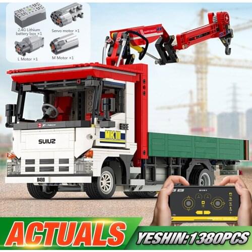 Yeshin Motor Car Model The Crane Lorry High-Tech Car Toys Building Blocks Bricks Assembly Kits Car Toys As Kids Christmas Gifts