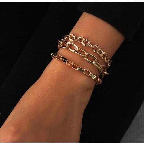ORNAPEADIA Fashion Ins Chain Lobster Extension Buckle Alloy Three-piece Chain Bracelet for Women Girls Wholesale Luxury Jewelry