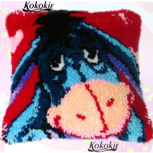 DIY Needlework Crocheting Rug Kits latch hook pillow cartoon Handmade Embroidery Unfinished Pillowcase