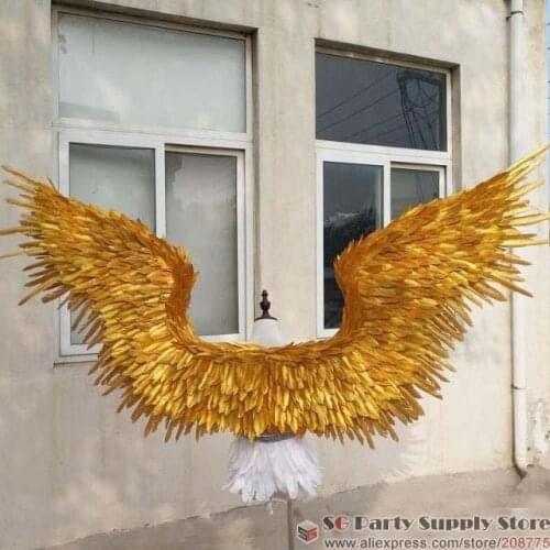 NEW!Costumed beautiful Gold angel feather wings for wedding Photography Display Party wedding decorations EMS Free shipping