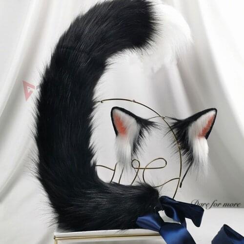 Black Cats Ears Hair Hoop Hairbands Headwear Tail Hand Made Work For Girl Women Custom Made