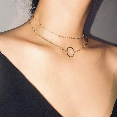 Choker Necklace Two Layers Round Necklaces Gold/ Silver Color Necklace Chocker Neck Women Girls Best Friends Party Gifts Fashion