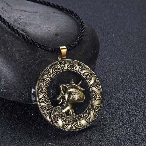 QIMING Luna Unicorn Pendant Necklace Women Men For Cory Viking Slavic Jewelry Cute Animal Amulet Vintage Necklace Gift