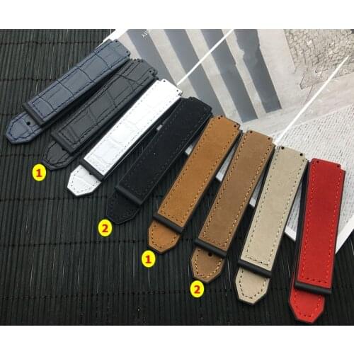 Brand Convex Watch belt 23*15mm 20mm buckle Nubuck Leather band For Hublot Strap Men/women Watchband Belt Logo free tools