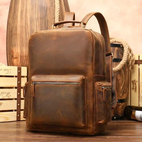 Laptop Backpacks Men Bag Casual Waterproof Men Backpack USB Charge Bags Leather Backpacks Travel Man Backpack Computer Solid