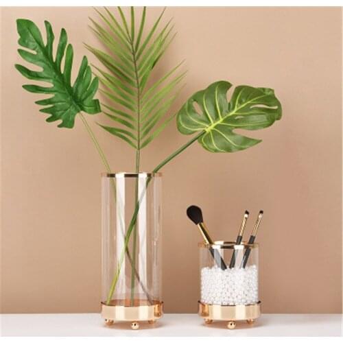 Nordic Glass Vases Gold Creative Desktop Dried Flowers Vase Home Decor Living Room Floral Ornament Hydroponic Plant Pot Bottle