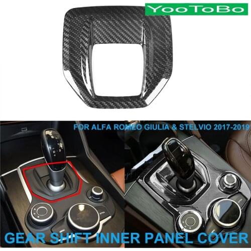 LHD RHD Car Styling Real Carbon Fiber Central Gear Shift Panel Internal Trim Cover Stick For Alfa Romeo Giulia Stelvio 2017-2019