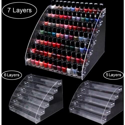 1 To 7 Tier Nail Polish Holder Display Rack Nail Art Tool Plastic Manicure Storage Box Acrylic Tabletop Stand Lipstick Organizer