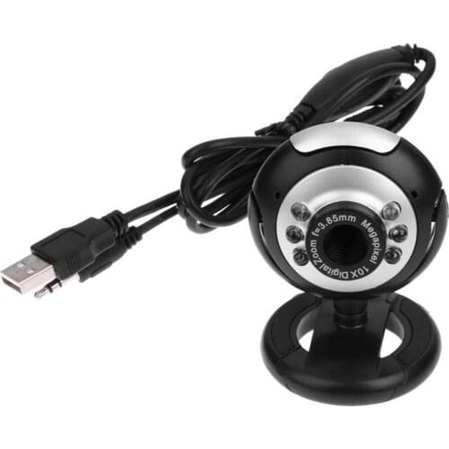 USB 2.0 Web Camera with 6 LED Light Clip-on Webcam Camera for Laptop Desktop Computer Live Stream