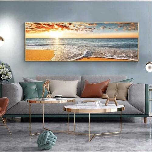 Sunset Beach Seascape Canvas Paintings On the Wall Art Posters And Prints Nature Scenery Art Pictures For Bed Room Wall Decor