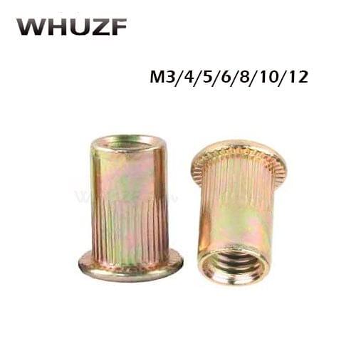 Rivet Nut M3 M4 M5 M6 M8 M10 M12 Hollow Rivet Set Color Zinc Plated Carbon Steel Rivets Threaded Rivet Metal Plate Tube Fastener