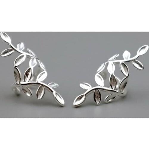 100% 925 Sterling Silver Hollow Branch Ear Cuff Clip on Earrings For Women Girl Without Piercing Earings Jewelry