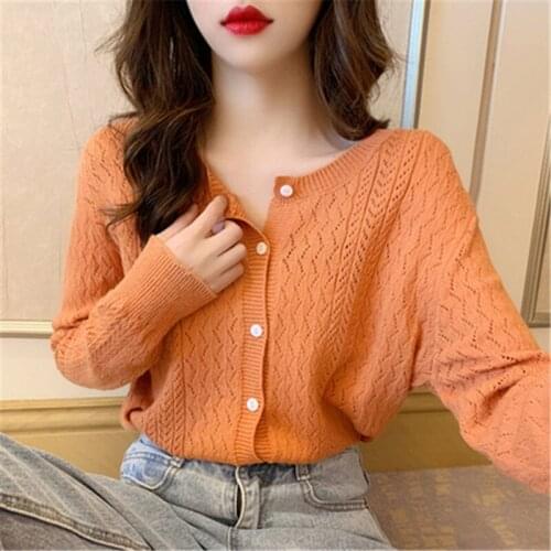 Woman Sweaters Cardigan Womens Knitted Cardigan Autumn Winter Loose Inner Wearing Hollow-out Sweater Coat Sueters De Mujer