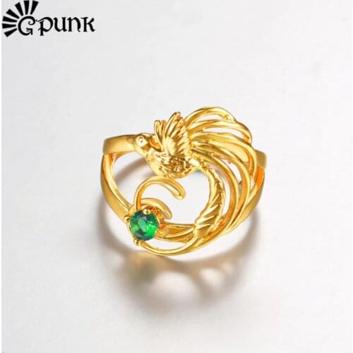Women PNG Jewelry Phoneix Bird of Paradise Ring Gold Color Papua New Guinea jewelry R34G