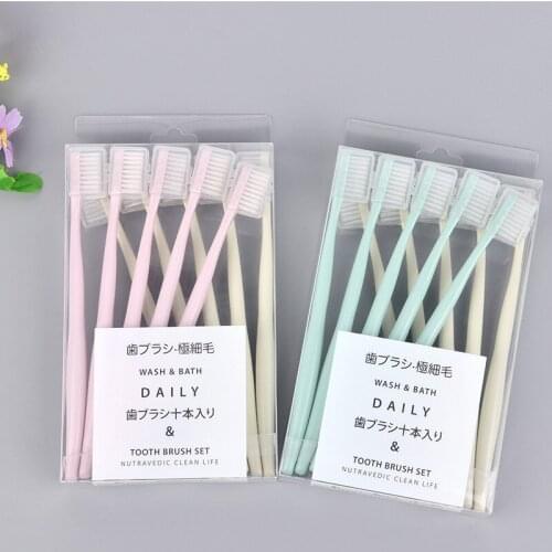 10pcs soft bristle toothbrush bamboo charcoal tooth brush interdental brush oral hygiene teeth tools family travel portable set