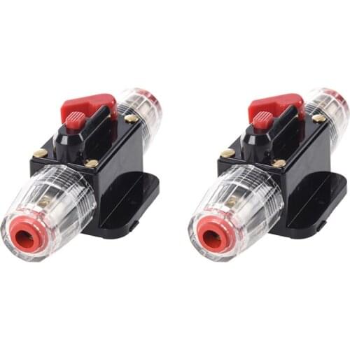 2 Pcs Car Audio Inline Circuit Breaker Fuse Holder System Protection Black, 30A & 40A