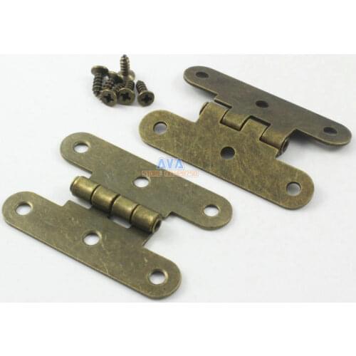 20 Pieces Antique Brass Jewelry Box Hinge Furniture Hinge Wine Box Hinge 55x36mm with Screws