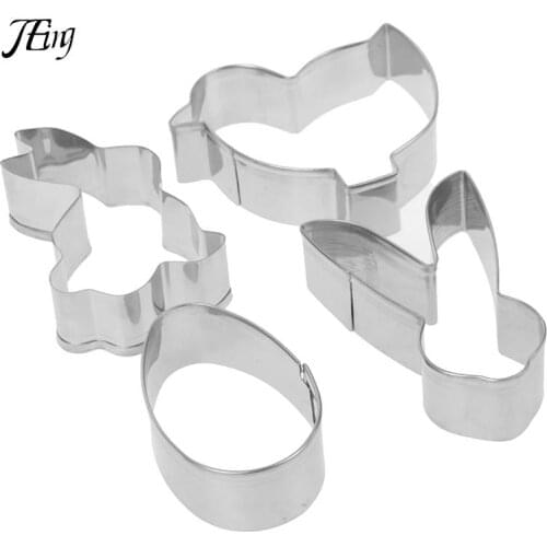 4pcs Stainless Steel Cookie 3D Bunny Rabbit Mould Biscuit Mold Cutters Cake Pendant Kitchen Baking Tools For Easter Decoration