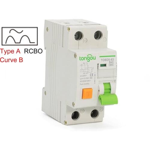 Type A Curve B 6KA RCBO 16A 25A 32A 40A Electromechanical Residual Current Circuit Breaker With Over Current Leakage Protection