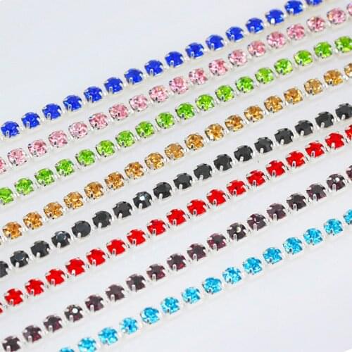 1 Yards/lot All Colors Transparent Rhinestone Chains ss6 ss12 ss16 Sew on Glue on For DIY Artesanato Sewing Clothes Accessories