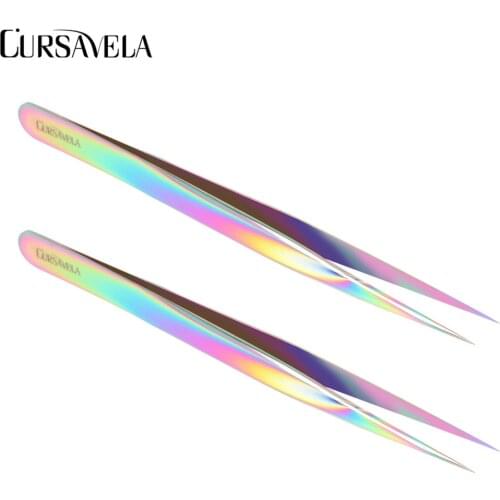 CURSAVELA Пинцет для наращивания ресниц из нержавеющей стали Немагнитный пинцет Ложный вентилятор для наращивания ресниц 1pcs