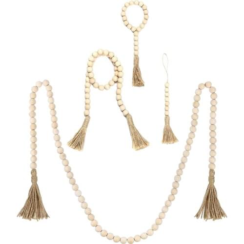 Wood Bead Garlands Rustic Country Decor Prayer Beads for Home Door Knob Decor