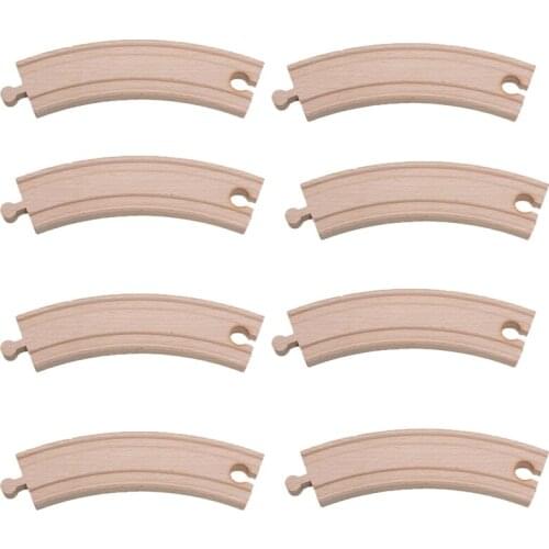 16.8cm 8pcs/lot Wooden Train Tracks Curved Tracks Set Educational Blocks Toys Railway Accessories bloques de