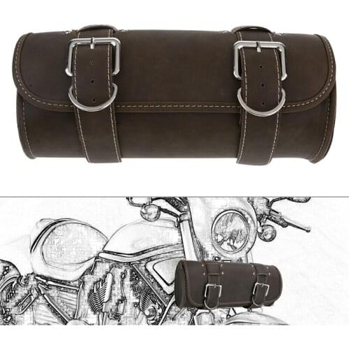 DERI Motorcycle PU Leather Vintage Saddlebag Roll Barrel Tool Side Saddle Bag for motorcycle alforjas para moto sacoche moto