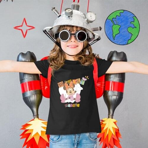 Children Clothes Disney Summer New Casual Fashion Style Dropship Minnie Mouse Cartoon Printing Harajuku T-shirts Four Seasons