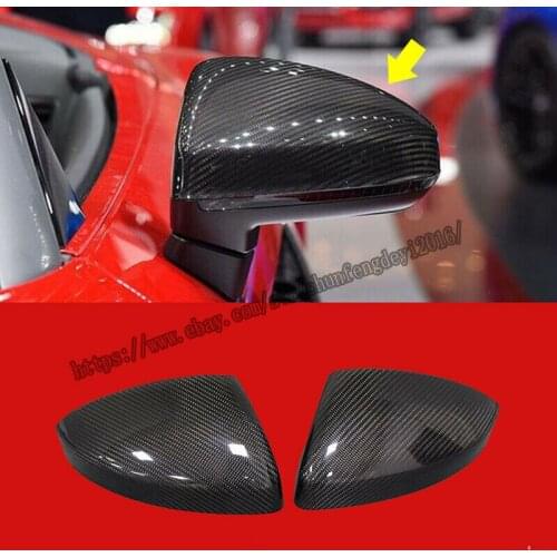 For Audi R8 TT TTS 2016-2019 Real Carbon Fiber Look Side Door Mirror Cover Trim