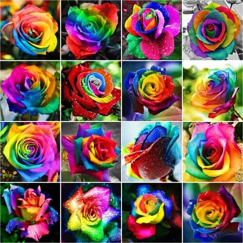 Evershine Full Square/Round Diamond Painting Cross Stitch Flower 5D DIY Diamond Embroidery Rose Mosaic Sale Home Decoration