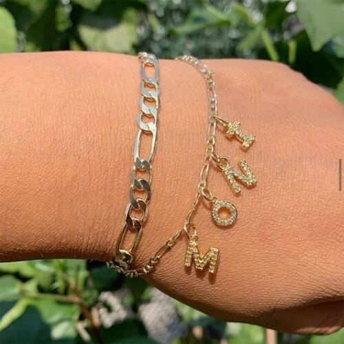 Custom Letter Bracelets For Women Stainless Steel Gold Personalized Tiny A-Z Initial Letter Bracelets Boho Jewelry Gifts