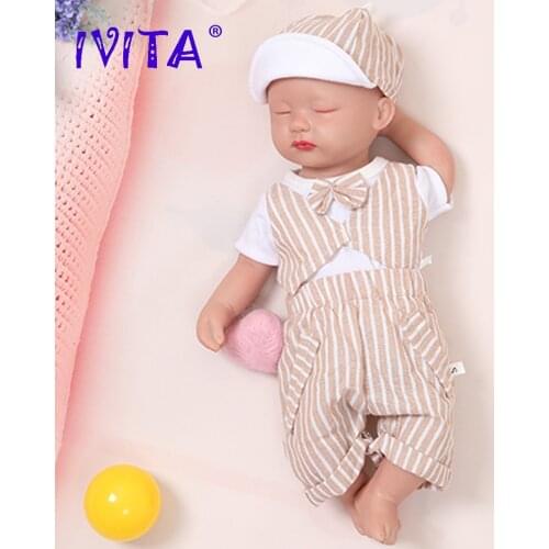 IVITA WB1509 38cm 1.8kg Boy Eyes Closed High Quality Full Body Silicone Reborn Baby Doll Realistic Alive Toys for Christmas Gift