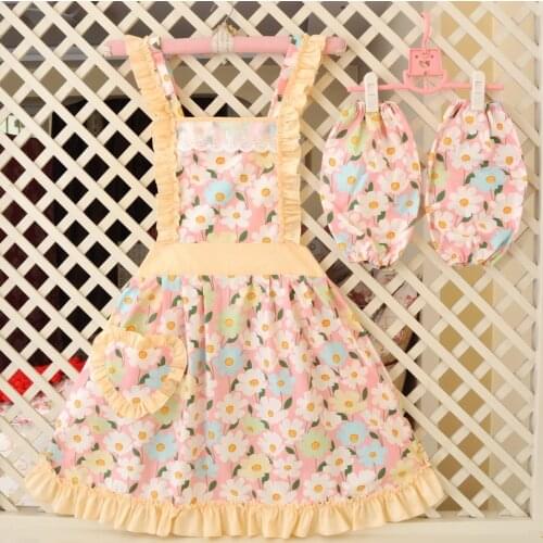 Korean Cotton Princess Aprons Breathable Household Kitchen Apron Adult Cooking Smock Work Clothes Coffee Shop Clothes Bib BBQ