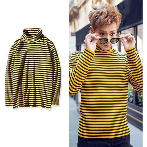 Korean Ulzzang Harajuku GD Black White Striped T-shirt Men Women Unisex Loose Oversized Extra Long Sleeve Couple T Shirt