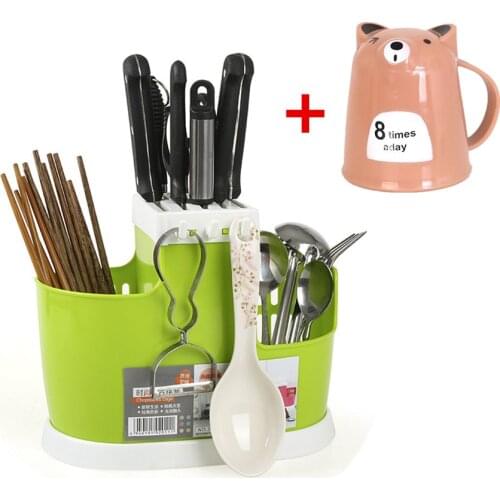 1PCS Kitchen Tool Draining Tray & Cartoon Cup Plastic Storage Box Colander Basket Chopstick Knife Fork Spoon Holder Dish Rack